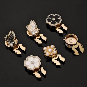 Boutons de chemise de luxe en métal avec strass, motif floral, perle, fleur et papillon, pour la décoration de vêtements féminins - Product Image 3