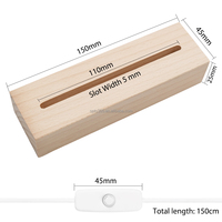 Base de Luz LED Rectangular de Madera con Enchufe USB de 5V, Luz Nocturna LED Blanca Cálida para Acrílico, Cristal y Arte