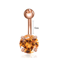 Anneau de nombril en acier inoxydable à quatre griffes serties de zircon, bijoux de piercing pour femme, pour mariage ou cadeau