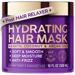 Masque capillaire hydratant à la kératine, au collagène et à la biotine pour soins profonds après l'application d'un relaxant capillaire, pour cheveux bouclés, colorés, abîmés et secs - Product Image 1