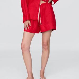 Conjunto Casual de Dos Piezas para Mujer, Primavera-Verano, Camisa de Lino y Algodón con Cuello Alto y Pantalones Anchos, Nueva Colección de Lino - Product Image 2