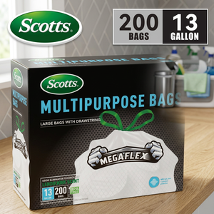 Sacchi per la Spazzatura Scotts, Confezione da 200, 13 Galloni, Monouso, Resistenti allo Strappo e alle Forature, Tecnologia Deodorante, con Cordoncino, in Scatola - Product Image 3