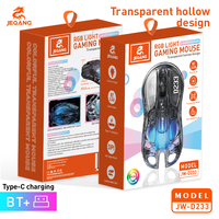Souris de jeu transparente double mode Jeqang, ergonomique, rétroéclairée RGB, pour ordinateur portable et ordinateur de bureau, en stock