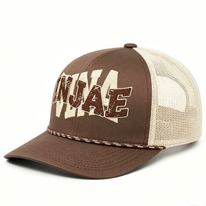 Casquette Trucker Injae en Maille Marron Beige avec Lettres Brodées sur le Panneau Avant, Réglable, Unisexe, 6 Panneaux, Style Décontracté - Product Image 3