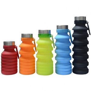 Custom Logo Food Grade Silicone <b>Collapsible</b> <b>Water</b> <b>Bottle</b> Portable Foldable Outdoor Sports <b>Water</b> Cup for Travel Hiking - Product Image 2
