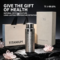 Botol Air Titanium Tekstur Kristal Es Mewah, Portabel, Penyimpanan Minuman Panas-Dingin, Menjaga Kesehatan, Hadiah Bisnis