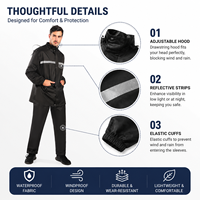 Veste de pluie robuste en Oxford imperméable et respirante avec bandes réfléchissantes et capuche, idéale pour le travail en extérieur et la construction