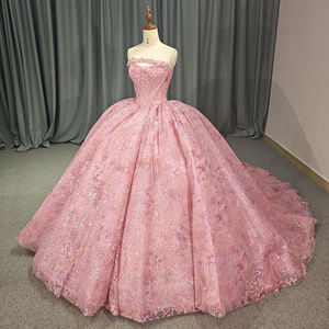 Para Jancember 1238 Vestido de debutante de noche rosa brillante Mangas desmontables Apliques de cuentas naturales Cristales Bordado Fiesta - Product Image 3