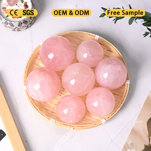 Hot Sale Natural Healing <b>Crystal</b> Stone Craft Hand Polished Rose Quartz Sphere <b>Crystal</b> <b>Ball</b> for Decor - Product Image 4