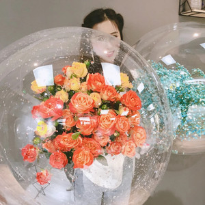 PE bubbletransparent ball flower box Rose ins style balloon flower box bo bo ball flower packing box