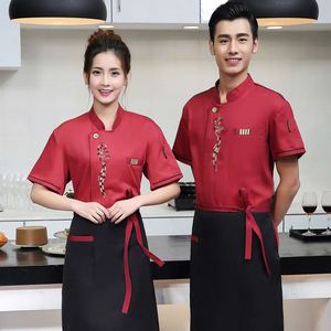 Haut <span class=keywords><strong>de</strong></span> serveuse unisexe à manches courtes, chemise <span class=keywords><strong>de</strong></span> restaurant, pantalon, polyester/coton, jupe <span class=keywords><strong>de</strong></span> chef, uniforme d'hôtel, impression numérique, ménage - Product Image 2