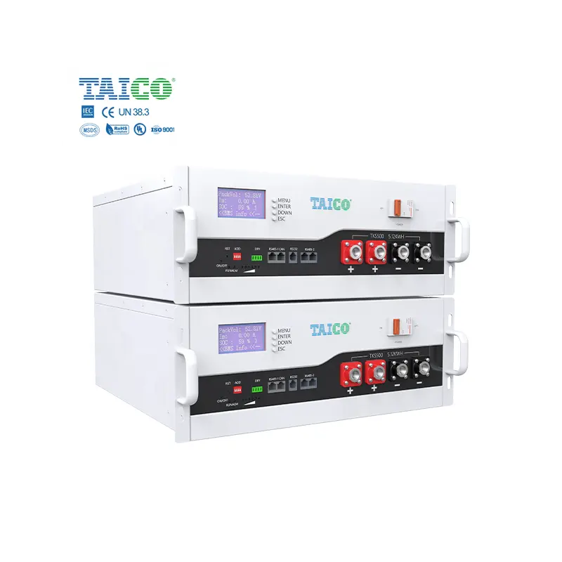 TAICO उच्च दक्षता और सौर बैटरी पैक रैक-माउंटेड LiFePO4 48V 51.2V 100Ah 200AH होम बैटरी लिथियम आयन बैटरी
