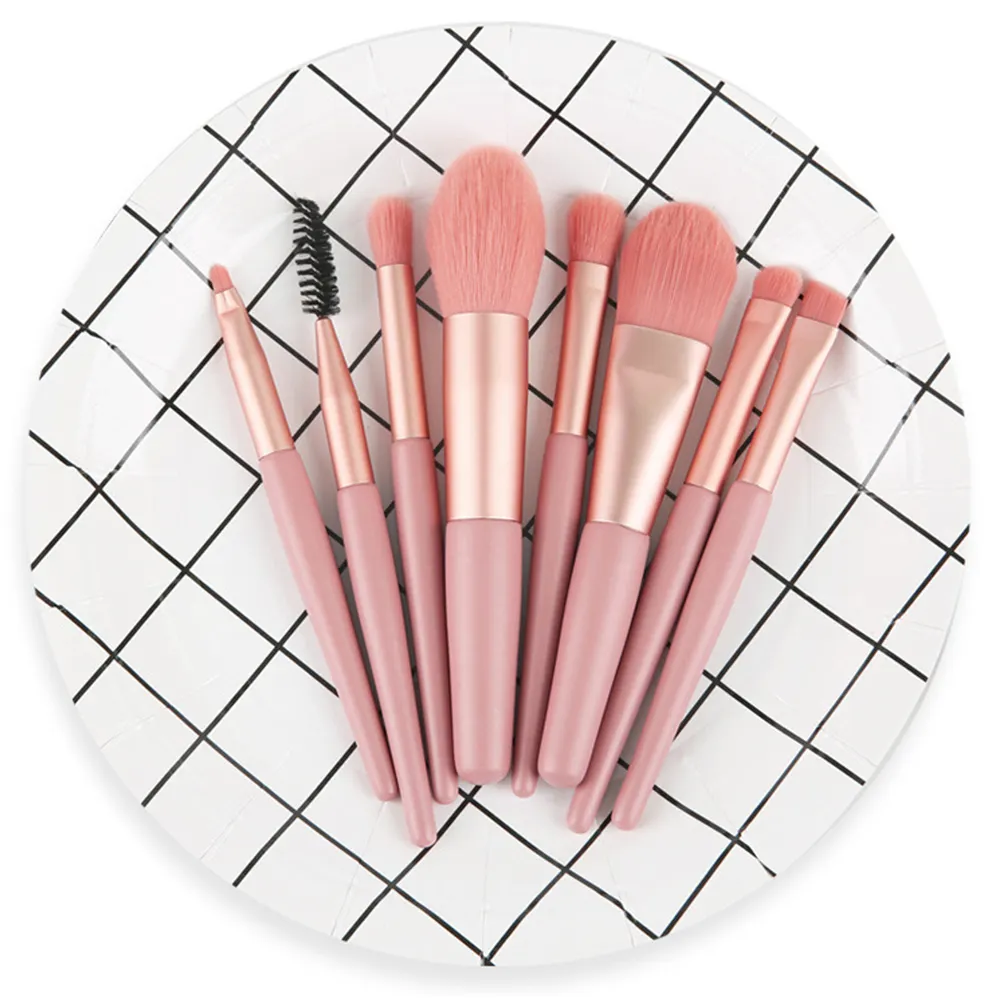 2023 newest 8Pcs Pink Rose Make Up Brushes vendor Soft Makeup Brush Private Label Set Wholesale high quality free sample