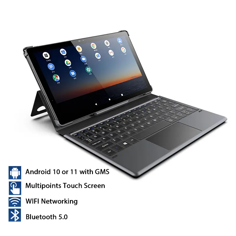 Tablet Wifi Pintar IPS 10.1 Inci dengan Keyboard, Tablet PC Android Mini Tipis Layar Sentuh