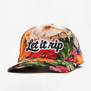 Wholesale 5 Panel Floral Designer Style <strong>Holiday</strong> Vacation Custom Embroidery Logo Curved Back Baseball <strong>Hats</strong> - Product Image 1
