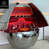 Meuble bar futuriste en acier inoxydable en forme d'œuf, armoire à liqueur LED de luxe pour villa, mobilier d'intérieur haut de gamme sur mesure