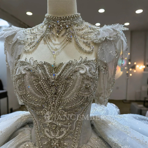 Magnifique robe de bal longue perlée, robes de mariée en tulle, robes de mariée Lsjj54 - Product Image 3