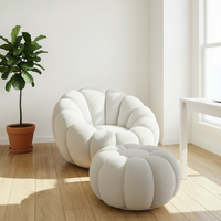 Canapé paresseux individuel en forme de citrouille, pouf moderne capitonné, canapé inclinable confortable et compact pour salon et chambre à coucher