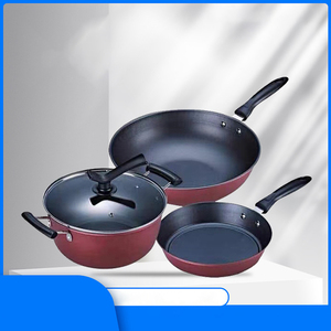 Wholesale Hot Selling Eco-Friendly Non-Stick Cookware Set Red Color Kitchen Cooking <b>Pot</b> Including Fry Pan and <b>Soup</b> - Product Image 5
