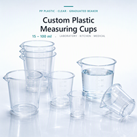 Tasses à mesurer en plastique personnalisées 15-100 ml Tasses à mesurer bécher gradué en plastique PP (transparent) pour laboratoire/cuisine/usage médical