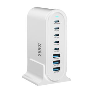 Adaptateur GaN 268W 8 ports 5c3a <span class=keywords><strong>Chargeur</strong></span> USB rapide Pd3.0 <span class=keywords><strong>Chargeur</strong></span> de bureau multifonction pour téléphones mobiles et ordinateurs portables - Product Image 5