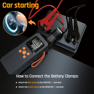 Портативное многофункциональное пусковое устройство 1000А с компрессором и внешним аккумулятором, светодиодным фонарем и насосом для накачивания шин, цифровой бустер для автомобиля - Product Image 3