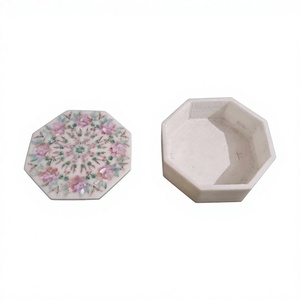 Mayorista de diseño blanco puro Producto superior Caja de incrustaciones de mármol con uso de nácar para almacenamiento de joyas Caja de embalaje de artículos de regalo - Product Image 1