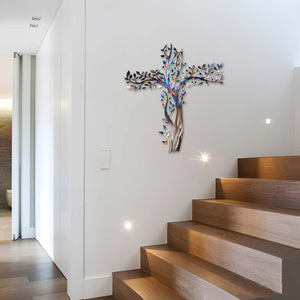 Décoration murale en fer forgé artisanale, style moderne minimaliste, croix chrétienne et <span class=keywords><strong>arbre</strong></span> <span class=keywords><strong>de</strong></span> <span class=keywords><strong>vie</strong></span>, pour dropshipping - Product Image 4