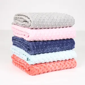 Custom 100% Polyester Dot Minky New Style Soft Baby Blankets Baby Fleece Plain Security Blanket Fleece Others Blanket