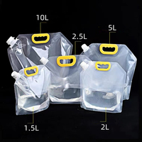 MOQ 100 Sachet à bec verseur sur mesure avec poignée en plastique, sachet de boisson autoportant, sac en Mylar transparent 5L 4 gallons pour boissons et riz