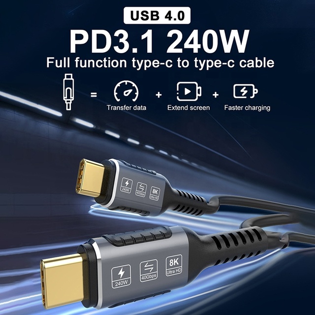 Xput USB4 Full Function Type C to Type C Cable 8K60Hz Video PD240W Fast Charging 40Gbps High Speed Data Transfer Cable for PC