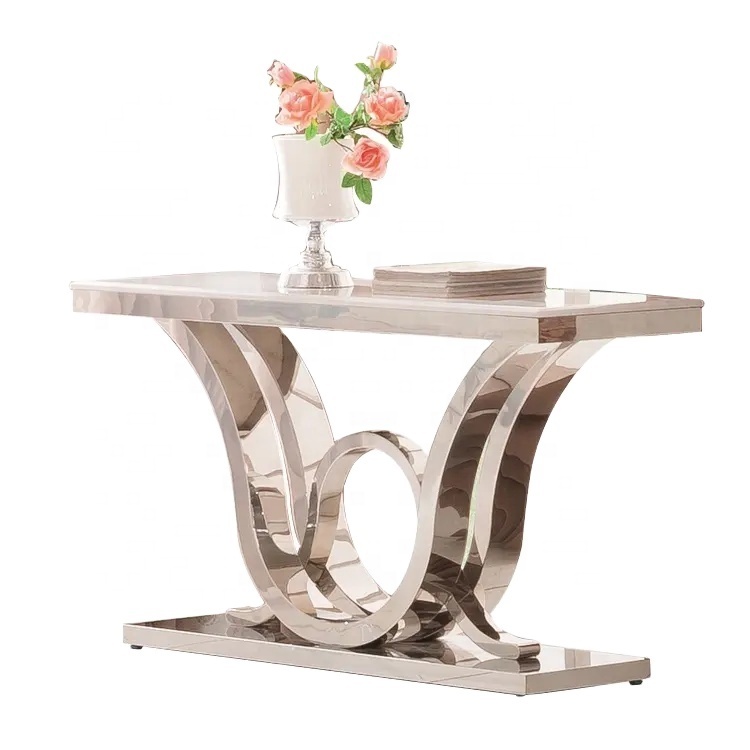Modern Luxury Console Table with Stainless Steel Frame & Sintered Stone Top – Elegant Living Room & Entryway Furniture - View 2