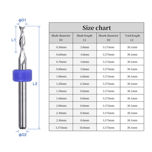 HUHAO <span class=keywords><strong>Fraise</strong></span> CNC 0.5-3.175mm à deux cannelures pour bois MDF - Product Image 6