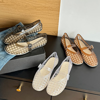 Sandales plates Mary Jane en PVC pour femmes, style cage ajourée, antidérapantes, imperméables, pour la plage, l'été et le printemps, vente en gros