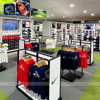 Présentoir à vêtements personnalisé pour vente au détail Casquettes et chemises Mobilier de boutique élégant Magasin de vêtements Design d'intérieur Présentoirs à vêtements