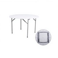 Meilleures ventes transfrontalières, table pliante en plastique HDPE blanc de haute qualité, cadre en métal, design minimaliste moderne, table d'extérieur