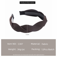 Serre-tête tressé vintage MUJU couleur caramel, antidérapant, accessoire de mode pour cheveux pour femmes, idéal pour les coiffures à couronne haute