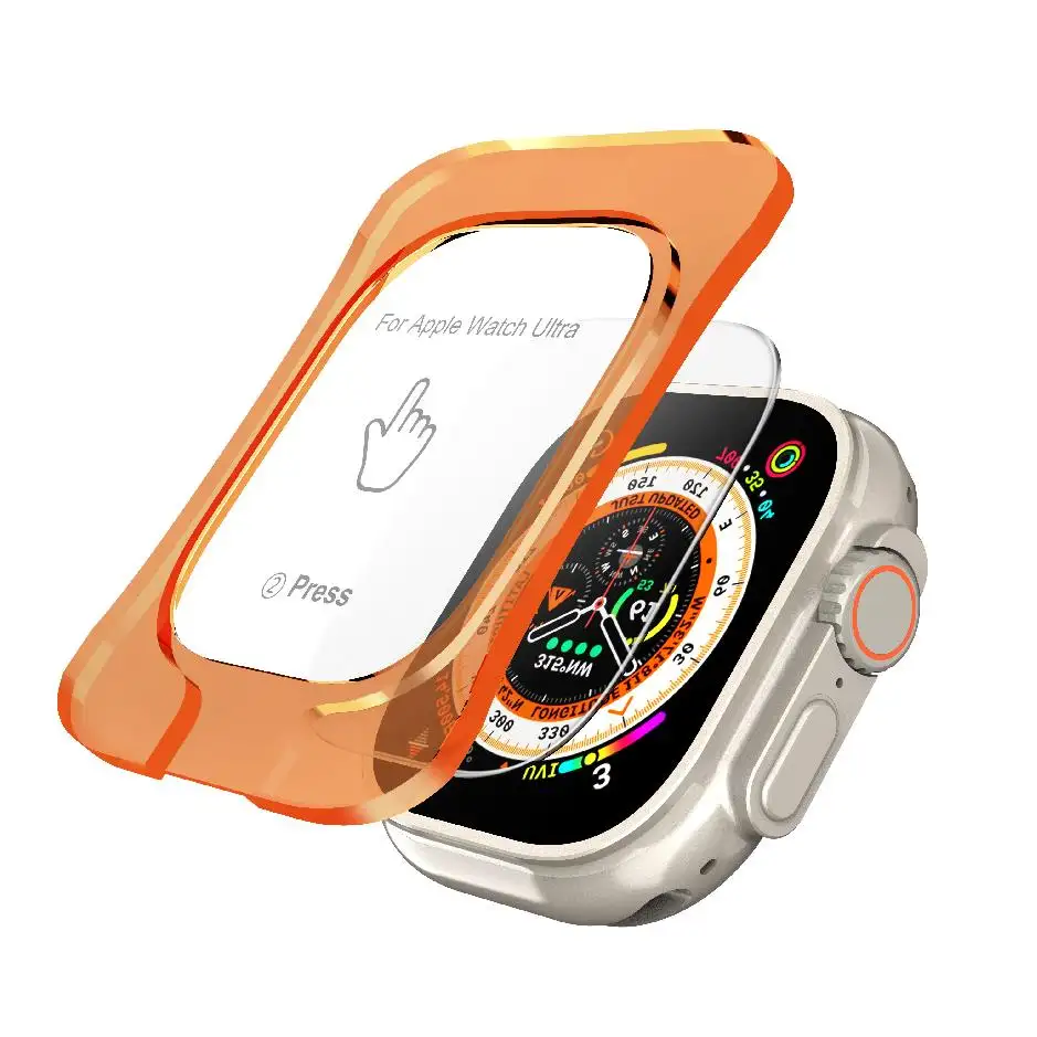 एप्पल के लिए टेम्पर्ड ग्लास घड़ी कवर S8 41mm 45mm अल्ट्रा-पतली स्पष्ट टेम्पर्ड ग्लास स्क्रीन रक्षक के लिए एप्पल घड़ी 4 40mm 44mm