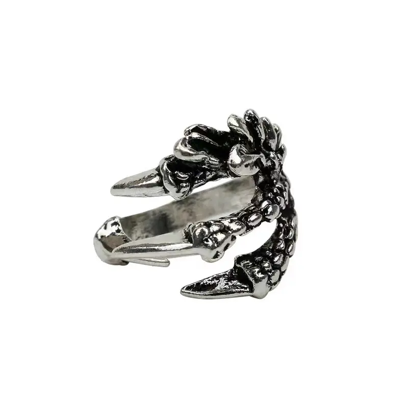 Retro fashion skull claw ring trendy personality adjustable dragon claw ring jewelry