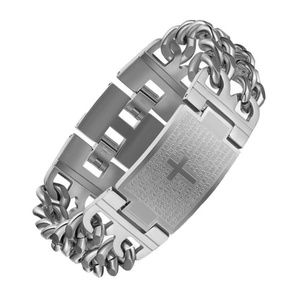 XR Jewelry, Joyería de Moda, Acero Inoxidable 316L, Cruz Unisex Personalizada, Cadena Cubana de Doble Capa, Chapado en Oro, Brazalete Informal/Deportivo - Product Image 2