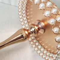 Présentoir à gâteaux de luxe en métal de style européen, plateau miroir sur pied pour décoration de mariage, table à desserts, ornement en fer forgé