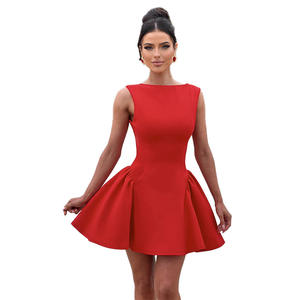 Robe pour femme, taille mi-haute, sans manches, dos nu, couleur unie, robe de soirée, robe de bureau, robe <span class=keywords><strong>sexy</strong></span>, robe courte en A, robe de soirée - Product Image 6