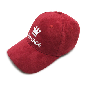 Chất Lượng Cao Tùy Chỉnh Thêu Logo Sang Trọng Da Lộn Đồng Bằng Phụ Nữ Người Đàn Ông Màu Đỏ Cổ Điển Mũ Bóng Chày Hat - Product Image 1