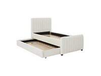 Lit d'enfant en velours capitonné, adorable, avec lit gigogne, beige, vente chaude