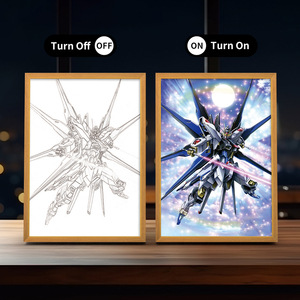 Light up Peinture Anime Personnage GUNDAM Cadre En Bois Affiche Led Bandes Ombre Boîte À Lumière Art Peinture Avec 3 Couleur veilleuse - Product Image 3