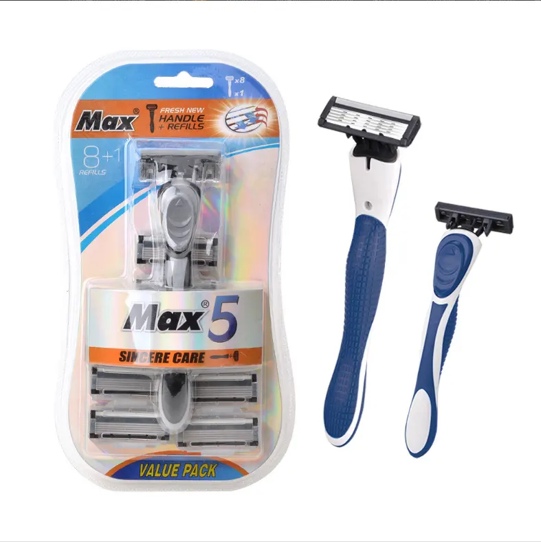 Hot Sale Set of 5PCS Disposable Razor with 2 or3 blades MAN maquina de afeitar Handle Shaving machine face shaver OEM customized