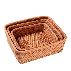 <span class=keywords><strong>Panier</strong></span> de rangement en rotin naturel, corbeille <span class=keywords><strong>rectangulaire</strong></span> pour les fruits tissés, 1 pièce - Product Image 1