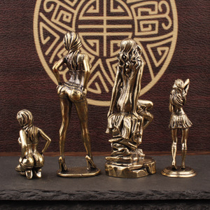 Ensemble de figurines en laiton Quatre Belles, 4 pièces, faites à la main, ornement de bureau, décoration de la maison - Product Image 2