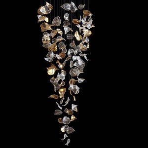 Customizable Modern Design Shopping Mall Handmade Glass Leaf Chandelier Large Ceiling Installation in the Living Room - Product Image 6