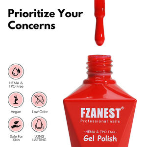 Ensemble de vernis à ongles en gel rouge sans HEMA FZN TPO, cadeau de Noël, cerise, sang, rouge vif, orange avec top <span class=keywords><strong>coat</strong></span>, gel de <span class=keywords><strong>base</strong></span>, gel de construction, colle à ongles - Product Image 6